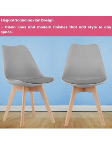 Scaun Mercaton Grosseto, Stil Scandinav cu Picioare din Lemn, Sezut din PP si Perna din Piele Ecologica, Maxim 120 Kg, 49 x 45 x