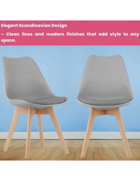 Scaun Mercaton Grosseto, Stil Scandinav cu Picioare din Lemn, Sezut din PP si Perna din Piele Ecologica, Maxim 120 Kg, 49 x 45 x