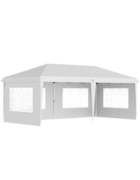 Pavilion pentru gradina/comercial, cadru metalic, material Oxford, 4 pereti, pliabil, alb, 5.85x2.95x2.70 m