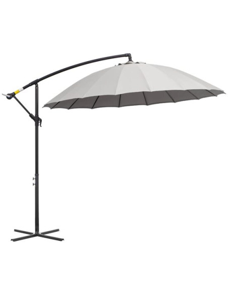 Umbrela gradina/terasa, articulatie tip banana, cu manivela, gri, 296 cm