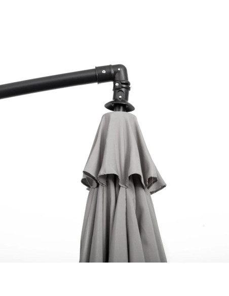 Umbrela gradina/terasa, articulatie tip banana, cu manivela, gri, 296 cm