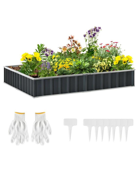 Pat/strat inaltat pentru flori, legume, din otel zincat, 258x90x30 cm