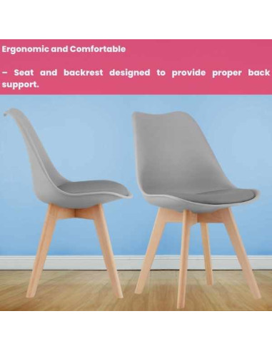 Scaun Mercaton Grosseto, Stil Scandinav cu Picioare din Lemn, Sezut din PP si Perna din Piele Ecologica, Maxim 120 Kg, 49 x 45 x