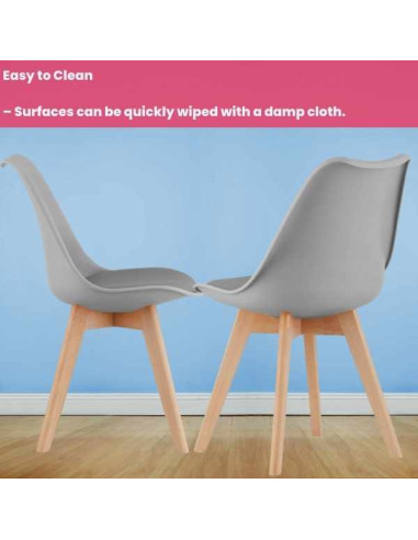 Scaun Mercaton Grosseto, Stil Scandinav cu Picioare din Lemn, Sezut din PP si Perna din Piele Ecologica, Maxim 120 Kg, 49 x 45 x