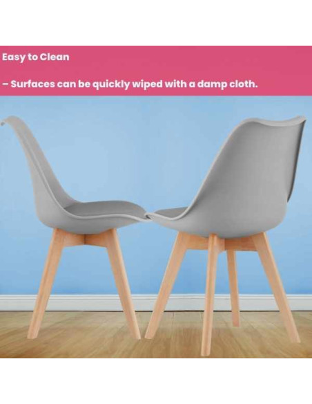 Scaun Mercaton Grosseto, Stil Scandinav cu Picioare din Lemn, Sezut din PP si Perna din Piele Ecologica, Maxim 120 Kg, 49 x 45 x