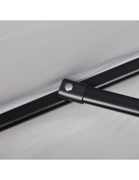 Umbrela gradina/balcon/terasa, semirotunda, cu manivela, stalp aluminiu, gri, 196 cm