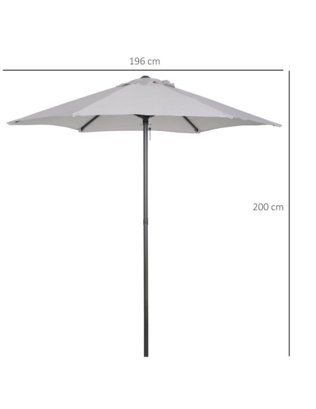 Umbrela gradina/balcon/terasa, semirotunda, cu manivela, stalp aluminiu, gri, 196 cm