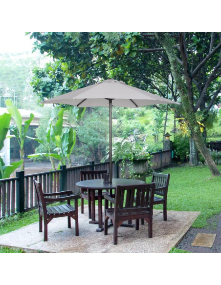 Umbrela gradina/balcon/terasa, semirotunda, cu manivela, stalp aluminiu, gri, 196 cm