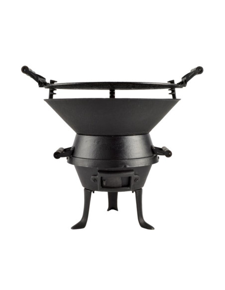 Gratar gradina cu carbuni, grill rotund, fonta, 35 cm, Perfect Home