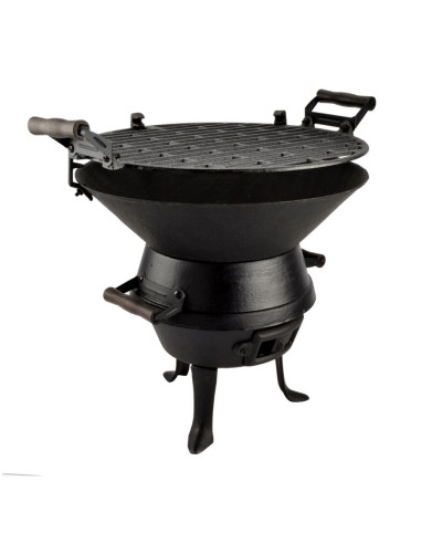 Gratar gradina cu carbuni, grill rotund, fonta, 35 cm, Perfect Home