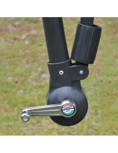 Umbrela gradina/terasa cu panou solar, iluminare LED, articulatie tip banana, manivela, verde, 295 cm