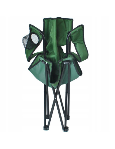 Scaun pliabil gradina, camping, pescuit, verde, cu suport pahar/sticla, husa, max 100 kg, 80x44x80 cm, Trizand