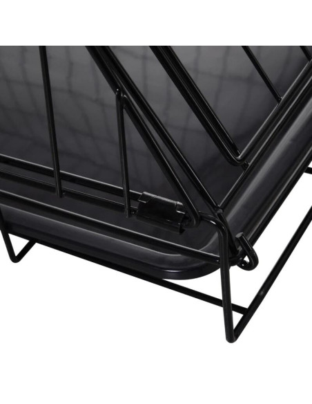 Cusca pentru caine, metal, plastic, cu maner transport, pliabila, negru, 47x77x60 cm