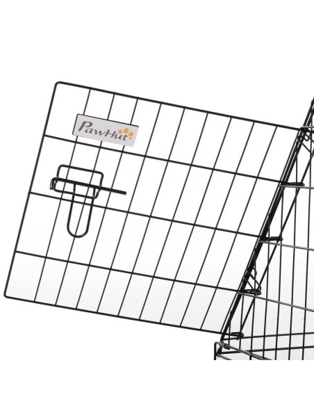 Cusca pentru caine, metal, plastic, cu maner transport, pliabila, negru, 47x77x60 cm