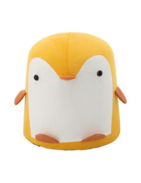 Taburet pentru copii, model pinguin, textil, lemn, galben si alb, max 50 kg, 28x34 cm, Chomik