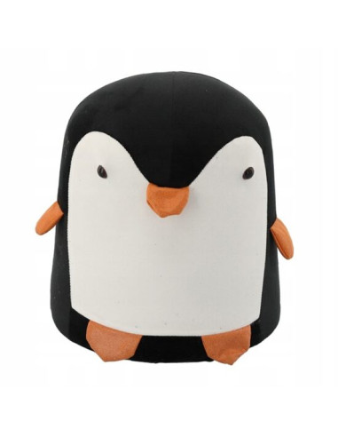 Taburet pentru copii, model pinguin, textil, lemn, negru si alb, max 50 kg, 28x34 cm, Chomik