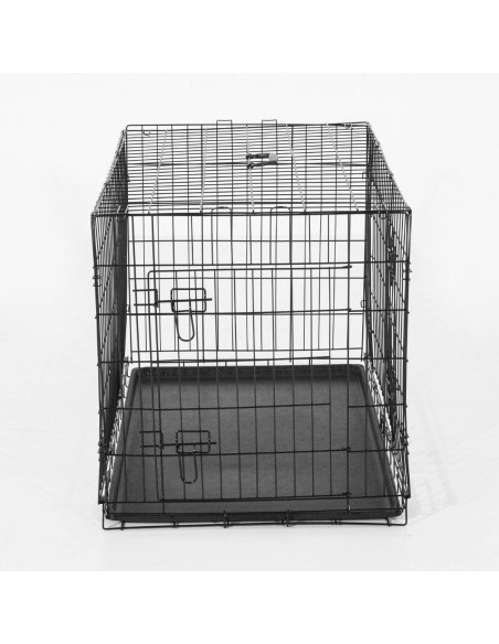 Cusca pentru animale de companie, otel, ABS, pliabila, cu 2 intrari, negru, marimea M, 121x74.5x81 cm