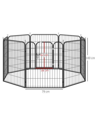 Tarc/cusca modulara pentru caini, pisici, metal, pentru interior si exterior, diferite forme, pliabil, negru, 240x79x100 cm