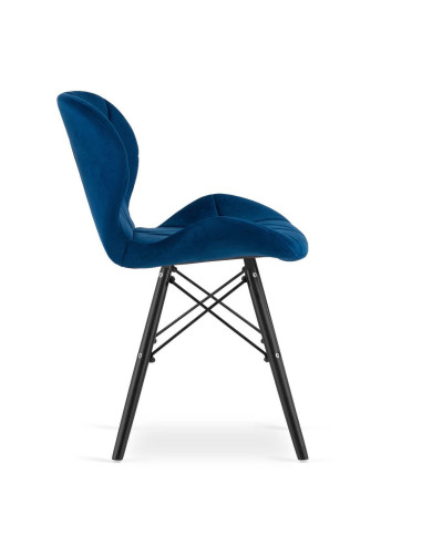 Set 4 scaune stil scandinav, Artool, Lago Velvet, catifea, lemn, bleumarin si negru, 47x52x73.5 cm