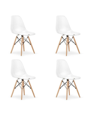 Set 4 scaune stil scandinav, Artool, Osaka, policarbonat, lemn, transparent, 46x52x82 cm