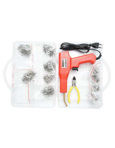 Aparat tip pistol de lipit/sudat plastic, cu trusa, capse si cleste, 50 W, Breckner Germany