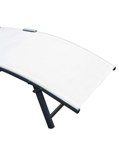 Sezlong pentru gradina, metalic, pliabil, cu spatar reglabil, crem, max 165 kg, 177x66x108 cm