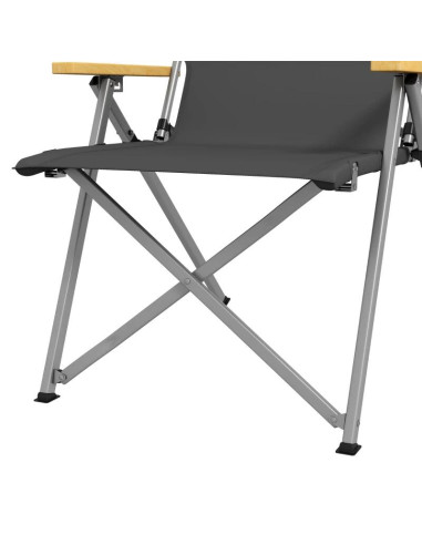 Scaun pliabil gradina, camping, pescuit, material Oxford, cu tetiera, buzunar, spatar reglabil, gri, 74x59.5x98 cm