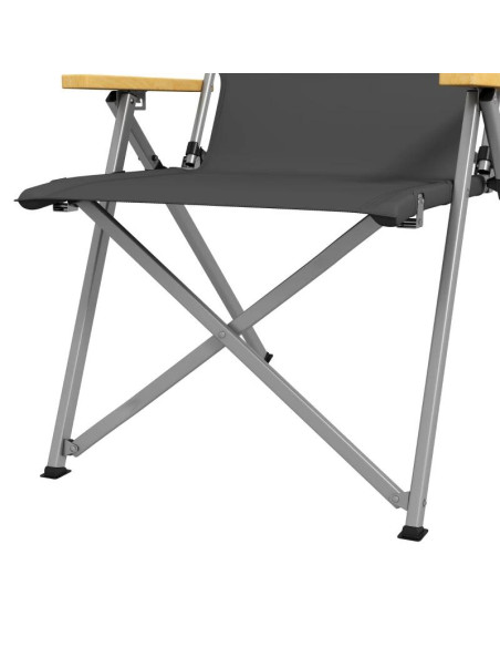 Scaun pliabil gradina, camping, pescuit, material Oxford, cu tetiera, buzunar, spatar reglabil, gri, 74x59.5x98 cm