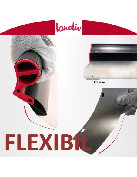 Set 3 gletiere profesionale, inox, 40, 60, 80 cm, Lanoliv