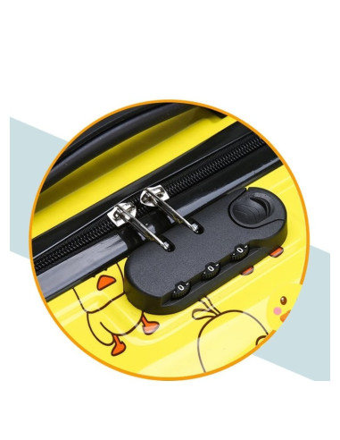 Troler roz, tip valiza, copii, pentru bagaje, model pisicuta, functie de blocare prin cifru, WP04