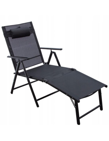 Sezlong pentru gradina, aluminiu, cu plasa, pliabil, reglabil, 110x52x102 cm, Jumi