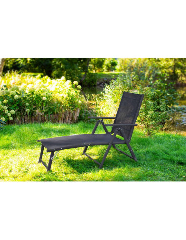 Sezlong pentru gradina, aluminiu, cu plasa, pliabil, reglabil, 110x52x102 cm, Jumi