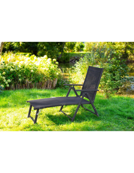 Sezlong pentru gradina, aluminiu, cu plasa, pliabil, reglabil, 110x52x102 cm, Jumi