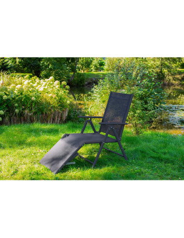 Sezlong pentru gradina, aluminiu, cu plasa, pliabil, reglabil, 110x52x102 cm, Jumi