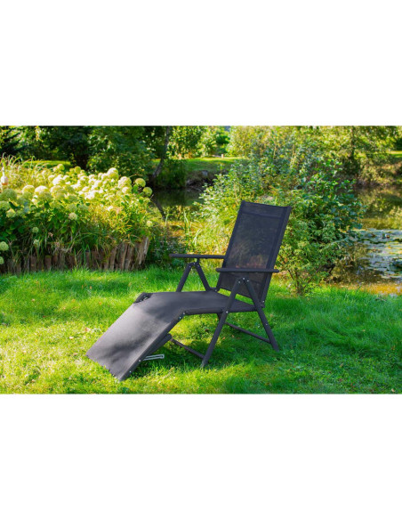 Sezlong pentru gradina, aluminiu, cu plasa, pliabil, reglabil, 110x52x102 cm, Jumi