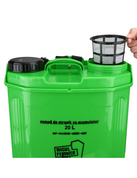 Pulverizator gradina, pompa de stropit, vermorel, Micul Fermier, electric, pentru spate, cu acumulator 8 Ah, 20 L