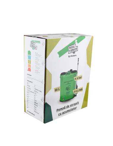 Pulverizator gradina, pompa de stropit, vermorel, Micul Fermier, electric, pentru spate, cu acumulator 8 Ah, 20 L