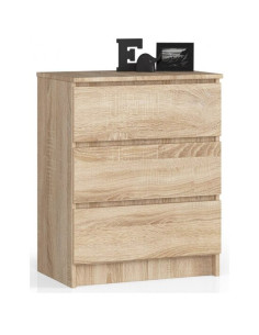 Comoda, placa laminata, 3 sertare, stejar Sonoma, 60x40x77 cm