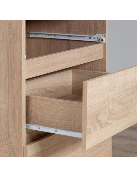 Comoda, placa laminata, 3 sertare, stejar Sonoma, 60x40x77 cm