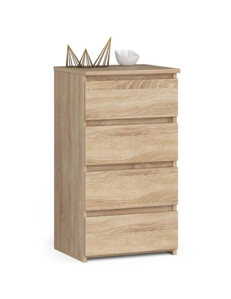 Comoda, placa laminata, 4 sertare, stejar Sonoma, 40x35x74 cm