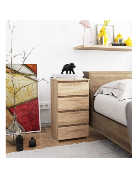 Comoda, placa laminata, 4 sertare, stejar Sonoma, 40x35x74 cm
