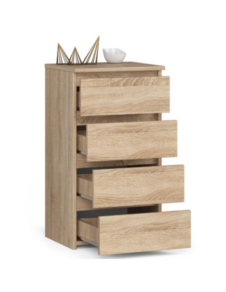 Comoda, placa laminata, 4 sertare, stejar Sonoma, 40x35x74 cm