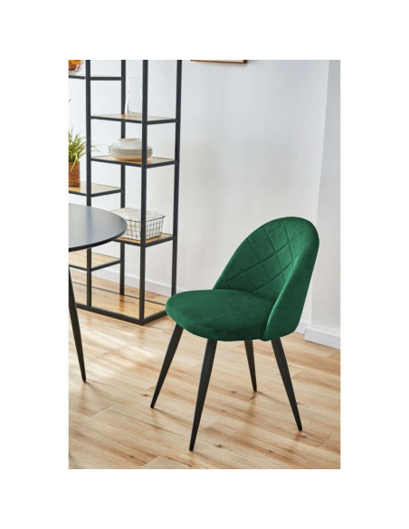 Scaun bucatarie/living, Akord, Brandy, catifea, otel, verde, 50x54x77 cm