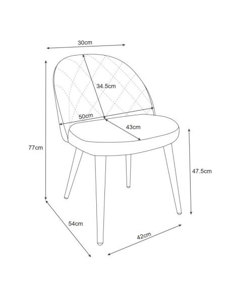Scaun bucatarie/living, Akord, Brandy, catifea, otel, verde, 50x54x77 cm
