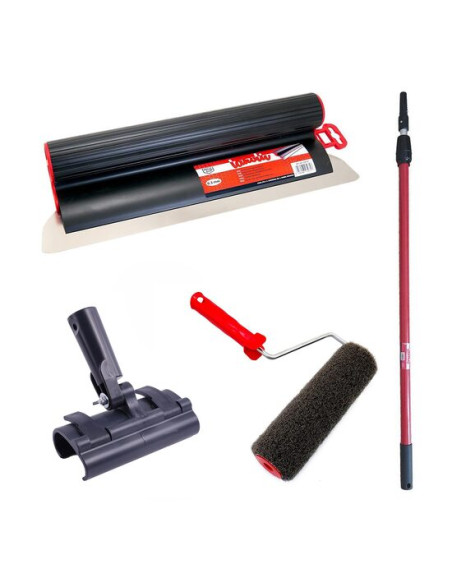 Set gletiera profesionala, inox, 60 cm x 0.3 mm, adaptor, maner prelungitor 1.2-2.2 m, rola gletuit, Lanoliv