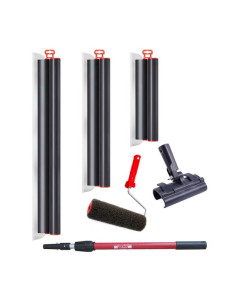 Set 3 gletiere profesionale, inox, 40, 60, 80 cm, adaptor, maner prelungitor 0.73-1.2 m, rola gletuit, Lanoliv