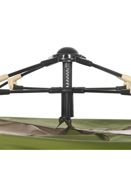 Cort camping, 4 persoane, impermeabil, cu geanta, deschidere automata, verde si maro, 210x210x135 cm
