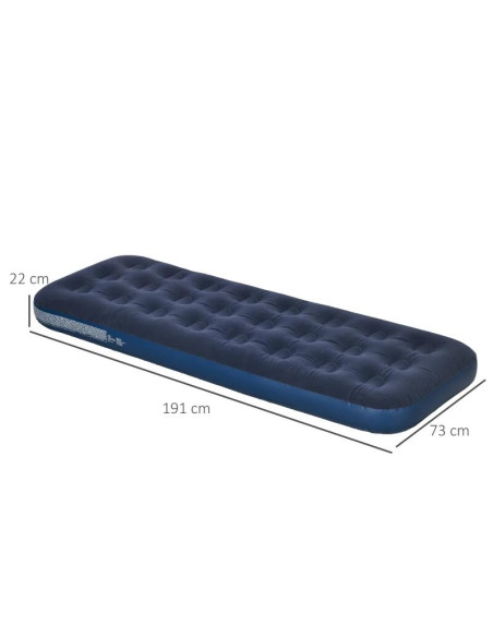 Saltea camping, gonflabila, cu pompa manuala inclusa, PVC, bluemarin, 191x73x22 cm