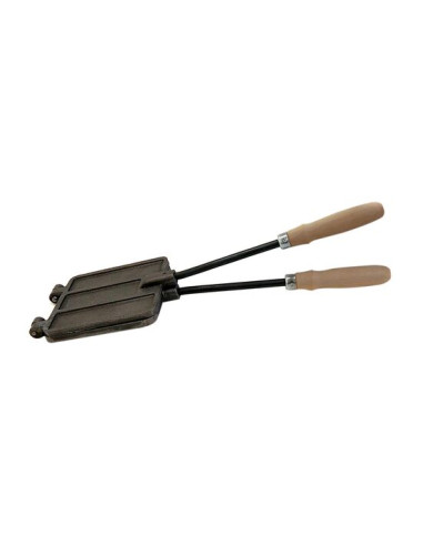 Prajitor slanina, presa fonta, cu maner din lemn 46 cm, 15x15 cm, Premium