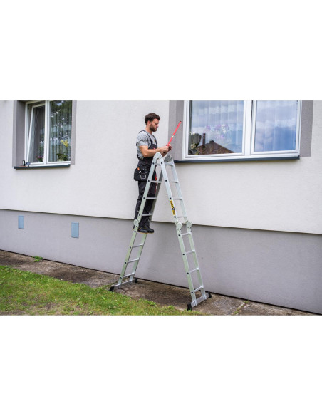 Scara aluminiu, multifunctionala, rabatabila, 4 tronsoane, 4 trepte, max 125 kg, 1.18-4.46 m